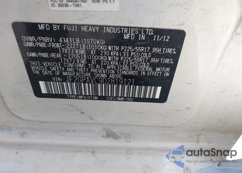 2013 Subaru Xv Crosstrek 2.0I Premium из США, поврежденный, VIN JF2GPAVC9D2819121